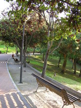 Mestský park v ktorom sa voľne prechádza domáce vtáctvo a králiky